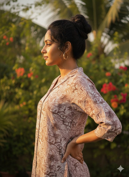 Floral Printed Cotton Co-Ord Set (Kurti & Pant)