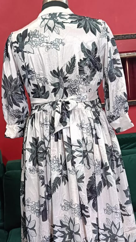 Floral Printed Chinon Maxi Frock