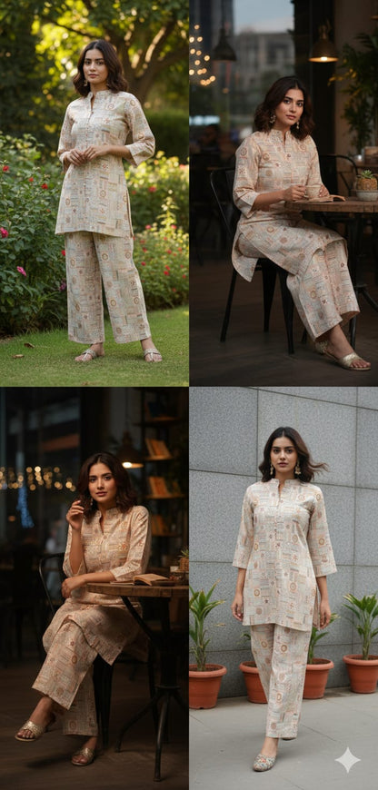 Ivory Aangan Cotton Co-Ord Set