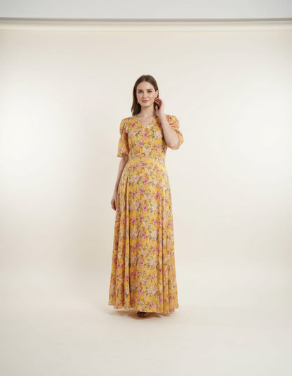 Golden Bloom Chinon Maxi Frock