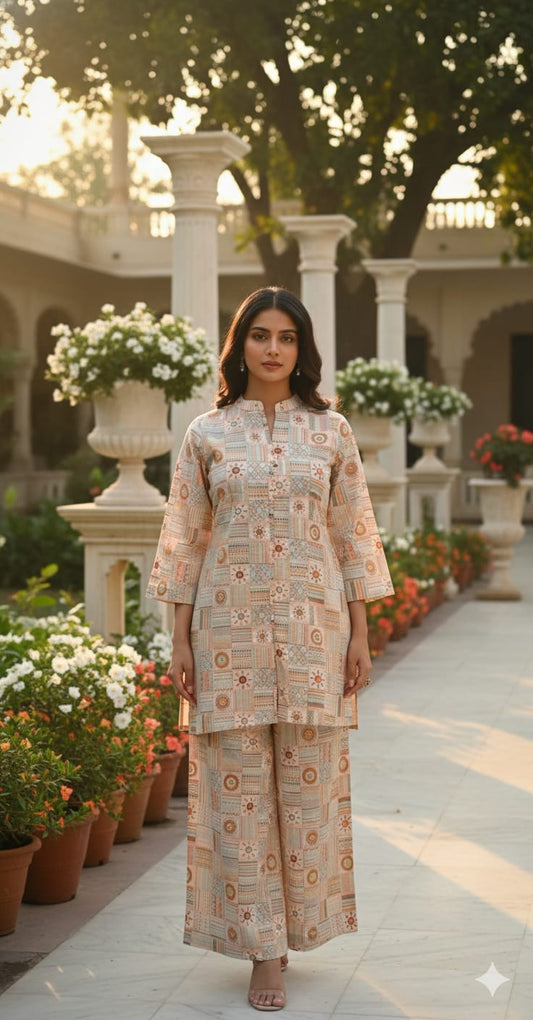 Ivory Aangan Cotton Co-Ord Set