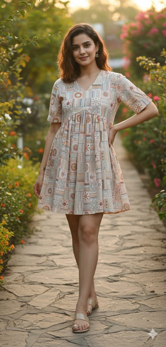 Blossom Breeze Cotton Skater Dress