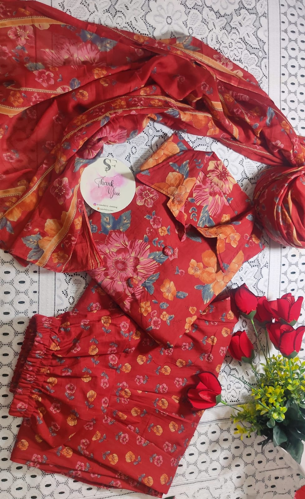 Floral farshi co-ord set with dpatta